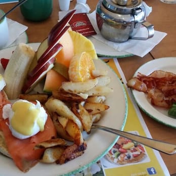 Cora - Smoked salmon Benedictine with potatoes,fruits,hollandaise on the side & an extra side of bacon - Breakfast & Brunch Near Me - Toronto, Ontario