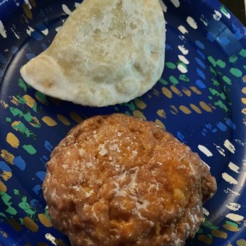 Amish Door Restaurant - Apple fry pie from the bakery and a mini apple fritter - Desserts Near Me - Wilmot, Ohio Amish Door Restaurant - Apple fry pie from the bakery and a mini apple fritter - Desserts Near Me - Wilmot, Ohio