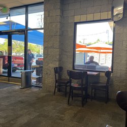 Sunset North Car Wash & Detail Center - Paso Robles - The waiting room, inside and outside.