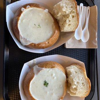 PIER 39 - Two clam chowders in sourdough bread bowls from Boudin - Shopping Centers Near Me - San Francisco, California PIER 39 - Two clam chowders in sourdough bread bowls from Boudin - Shopping Centers Near Me - San Francisco, California