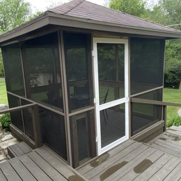 a gazebo on a deck
