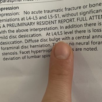 Flatiron Spine and Rehabilitation - MRI report confirming accurate assessment - Chiropractors Near Me - Manhattan, New York