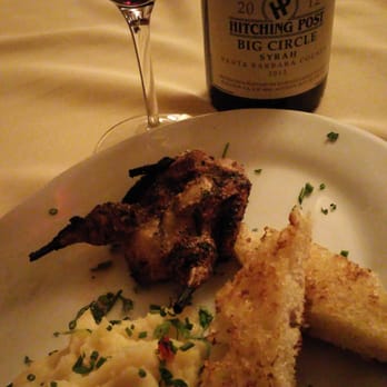 The Hitching Post 2 - Quail appetizer with a nice syrah - Steakhouses Near Me - Buellton, California The Hitching Post 2 - Quail appetizer with a nice syrah - Steakhouses Near Me - Buellton, California