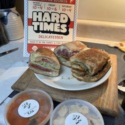 Hard Times Deli - I took a pic of our sandwiches, potato salad and kimchi to send to my son in Dallas to brag that Memphis finally has a real Deli!