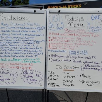 Bricks - N- Sticks - Menu from FB page - Food Trucks Near Me - Searsport, Maine