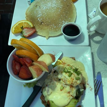 Cravings - Half soy chorizo Benedict and a pancake order. - Breakfast & Brunch Near Me - Chester, California