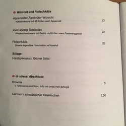 Tellplatz 3 - Menu