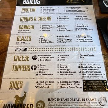 The Hangry Bison - Menu build your own burger side - New American Near Me - Winter Park, Florida