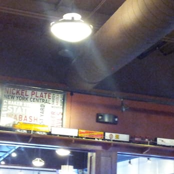 Bagger Dave's Burger Tavern - Train goes around the bar and dining room - Burgers Near Me - Fort Wayne, Indiana