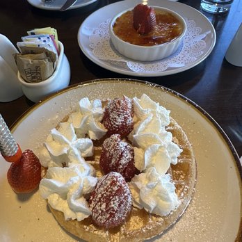 Mosaic Cuisine - Lemon crème brûlée And birthday strawberry waffles - Breakfast & Brunch Near Me - Rockville, Maryland Mosaic Cuisine - Lemon crème brûlée And birthday strawberry waffles - Breakfast & Brunch Near Me - Rockville, Maryland