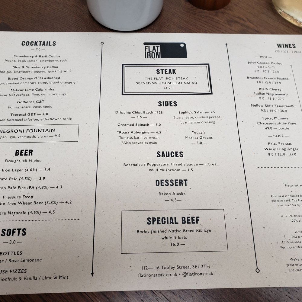 Flat Iron - Menu - Steakhouses Near Me - London, XGL Flat Iron - Menu - Steakhouses Near Me - London, XGL