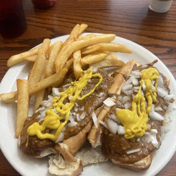Leon's Family Dining - Two coneys and fries i added the mustard they do not come with mustard on em - American Near Me - Taylor, Michigan Leon's Family Dining - Two coneys and fries i added the mustard they do not come with mustard on em - American Near Me - Taylor, Michigan