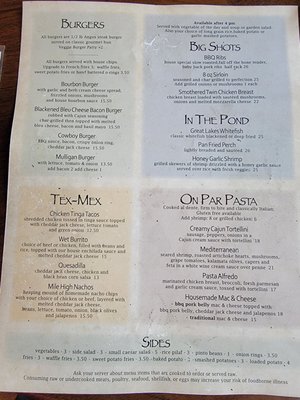 Menu photo 3 Mulligan's Cheboygan, MI