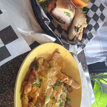 Oak Tree Cafe - Swiss gobbler sandwich and green chile cheese fries - Bars Near Me - Albuquerque, New Mexico