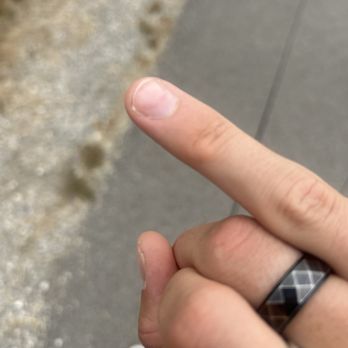 New World Nails Lounge & Spa - Indented nail from pushing too hard mid-nail - Nail Salons Near Me - Spokane Valley, Washington