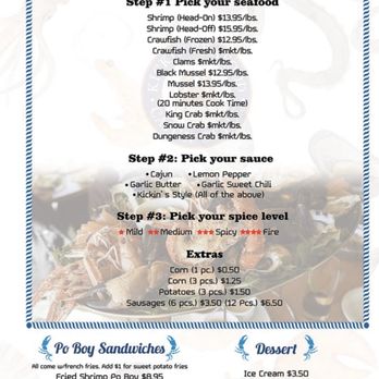 Kickin Seafood Cajun Style. - Custom seafood bag menu and Po Boy Sandwiches. - Cajun/Creole Near Me - Orem, Utah Kickin Seafood Cajun Style. - Custom seafood bag menu and Po Boy Sandwiches. - Cajun/Creole Near Me - Orem, Utah