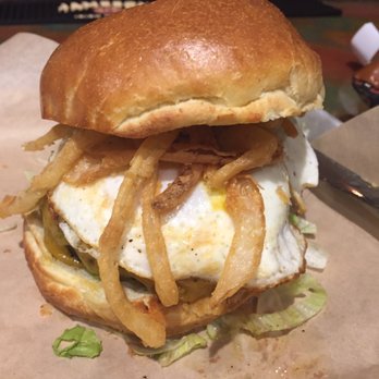 Backyard Brewery - Burger with benefits...cheddar chz, egg, and onion straws...YUM! - Breweries Near Me - Manchester, New Hampshire Backyard Brewery - Burger with benefits...cheddar chz, egg, and onion straws...YUM! - Breweries Near Me - Manchester, New Hampshire