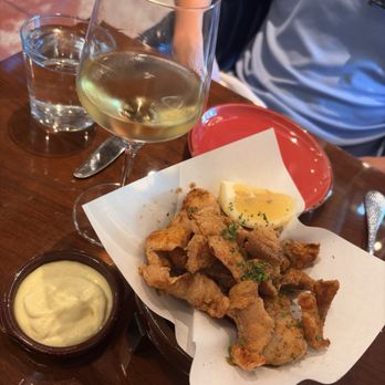 L Campo - Fried cod with lemon garlic aoili & glass of wine - Tapas/Small Plates Near Me - Livermore, California L Campo - Fried cod with lemon garlic aoili & glass of wine - Tapas/Small Plates Near Me - Livermore, California