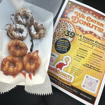 Chani's Donuts - You get to choose your topping, we did half strawberry drizzle and powdered chocolate so yummy! - Donuts Near Me - San Diego, California
