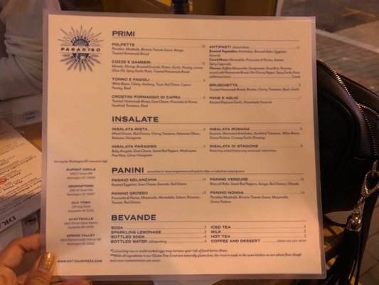 Menu photo 4 Pizzeria Paradiso Georgetown Washington, DC, DC