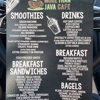 More Than Java Café - Front of the menu - Juice Bars & Smoothies Near Me - Savage, Maryland