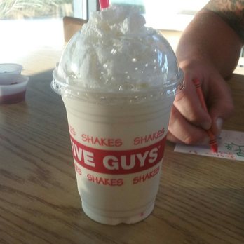 Five Guys - Peanut butter milk shake with whipped cream - Burgers Near Me - Elk Grove, California