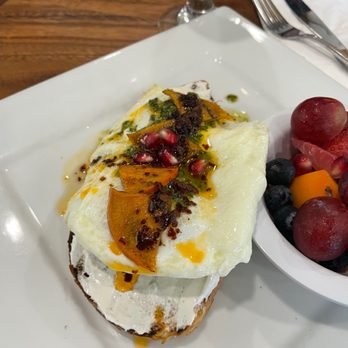 Heirloom Kitchen - Seasonal egg toast with persimmon - Burgers Near Me - Stockton, California