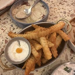The fries good bit small portion and just a little bit of the marmalade The fries good bit small portion and just a little bit of the marmalade