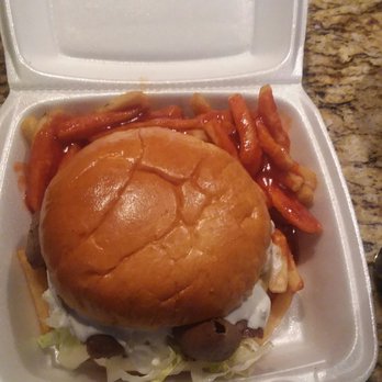 Tonys Philly Steaks - They soaked the fries...won't let them add sauce again - Burgers Near Me - Chicago, Illinois