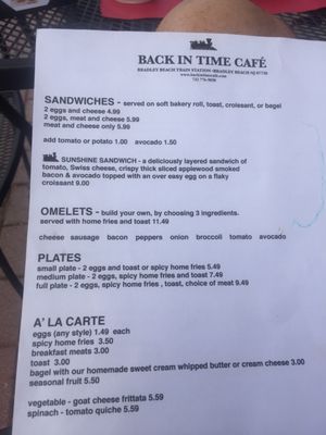 Menu photo 2 Back In Time Cafe Bradley Beach, NJ