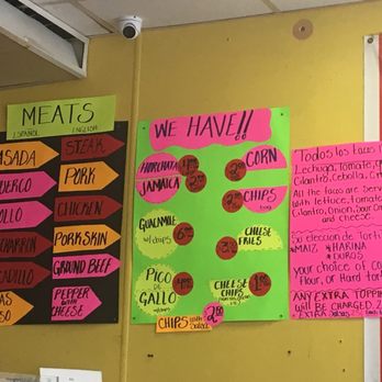 Taco Fuerte - Taco choices on wall in English and Espanol! - Mexican Near Me - Hammond, Indiana Taco Fuerte - Taco choices on wall in English and Espanol! - Mexican Near Me - Hammond, Indiana