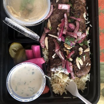 Pita Shack - A to-go portion of lamb kabob, hummus and tzatziki - Mediterranean Near Me - Pflugerville, Texas Pita Shack - A to-go portion of lamb kabob, hummus and tzatziki - Mediterranean Near Me - Pflugerville, Texas