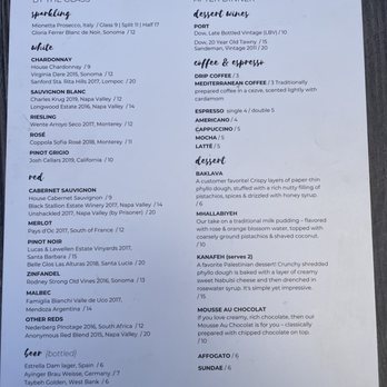 Tamra Grill Catering - Drinks & Dessert Menu - Caterers Near Me