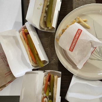 Wienerschnitzel - Fries and one of each of the veggie dogs - Fast Food Near Me - Huntington Beach, California Wienerschnitzel - Fries and one of each of the veggie dogs - Fast Food Near Me - Huntington Beach, California
