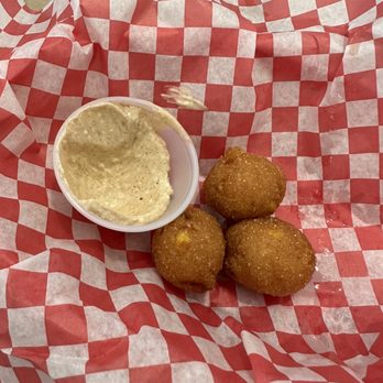 Into the Blue Restaurant - Hush puppies, yummy! - Seafood Near Me - Port Isabel, Texas