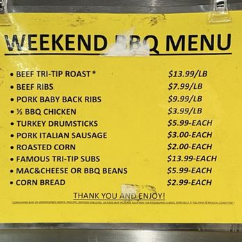 Handy Market - Weekend BBQ menu as of 2025/09/27 - Grocery Near Me - Burbank, California