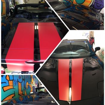 Twisted Vinyl Designs - Before and after, racing stripes installed on a corvette - Screen Printing/T-Shirt Printing Near Me Twisted Vinyl Designs - Before and after, racing stripes installed on a corvette - Screen Printing/T-Shirt Printing Near Me