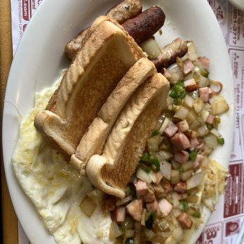 Vic's Waffle House - Eggs over easy, fully loaded hash browns, sausage & toast - Breakfast & Brunch Near Me - Tewksbury, Massachusetts Vic's Waffle House - Eggs over easy, fully loaded hash browns, sausage & toast - Breakfast & Brunch Near Me - Tewksbury, Massachusetts