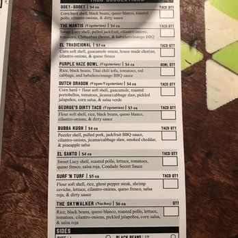 Condado Tacos - House taco menu - Tacos Near Me - Columbus, Ohio