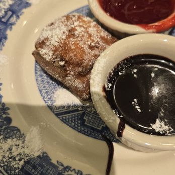 Blue Bell Inn - Beignets with chocolate dipping sauce and raspberry dipping sauce. Even better than New Orleans' Cafe Du Monde! - Live/Raw Food Near Me - Blue Bell, Pennsylvania Blue Bell Inn - Beignets with chocolate dipping sauce and raspberry dipping sauce. Even better than New Orleans' Cafe Du Monde! - Live/Raw Food Near Me - Blue Bell, Pennsylvania