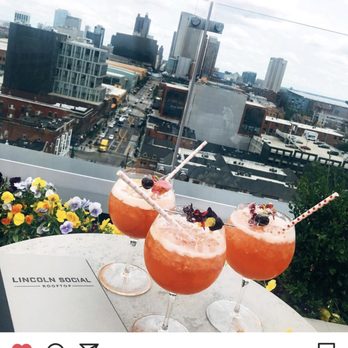 Lincoln Social Rooftop - Outdoor view with especially crafter drinks just for us by our mixologist - American Near Me - Columbus, Ohio