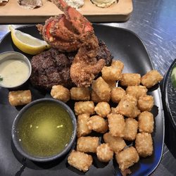 10oz Sirloin Steak with Breaded Lobster tail and Tater Tots