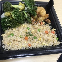 Super greens, walnut shrimp, fried rice Super greens, walnut shrimp, fried rice