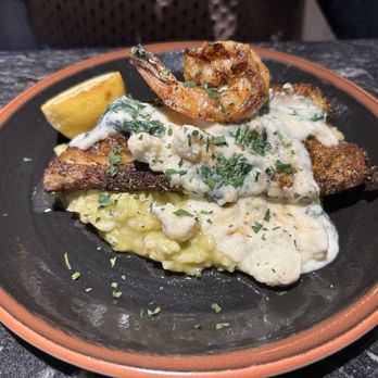 Winsome Prime - Snapper Orleans - Snapper well cooked. No collards in the collards risotto. - Steakhouses Near Me - Houston, Texas Winsome Prime - Snapper Orleans - Snapper well cooked. No collards in the collards risotto. - Steakhouses Near Me - Houston, Texas