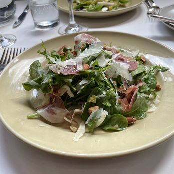 Chez Panisse - Rocket salad with almonds, prosciutto and percorino - New American Near Me - Berkeley, California Chez Panisse - Rocket salad with almonds, prosciutto and percorino - New American Near Me - Berkeley, California