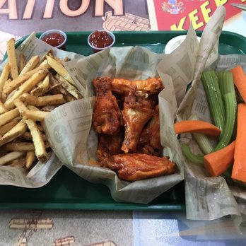 Wingstop - 8 piece "Original Hot" classic wings, fries, and veggies sticks - Chicken Wings Near Me - Alice, Texas