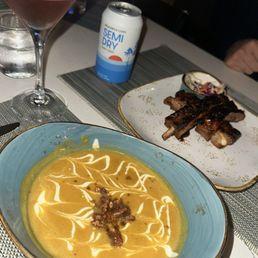 Squash soup and Korean BBQ Squash soup and Korean BBQ