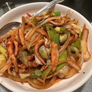 Red 99 Grill Bistro - Stir fried squid with onions - Shanghainese Near Me - Temple City, California Red 99 Grill Bistro - Stir fried squid with onions - Shanghainese Near Me - Temple City, California