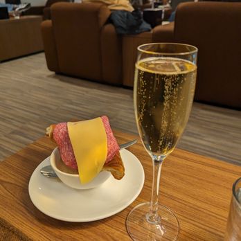 KLM Lounge 25 C Terminal - Some of the breakfast offerings with some Cava. - Airport Lounges Near Me - Schiphol, New Hampshire