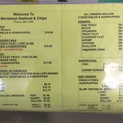 Morehead Seafood Market & Restaurant - Menu for March 2018